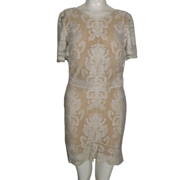 FOR LOVE AND LEMONS Dress, L, Backless, Full Lace/Nude lining, Flutter sleeve - Picture 10 of 13